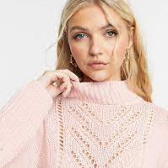 ASOS Sweaters - Sale! QED London Pointelle Sweater in Rose Pink -M